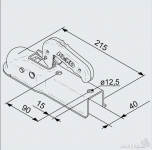 Замковое устройство для прицепа АК 7/I (# 40) под прямоугольное дышло, 750 кг.