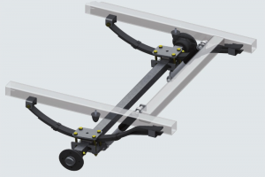 Ось к прицепу 817701.016-05 в сборе с подрамников рессорами и амортизаторами